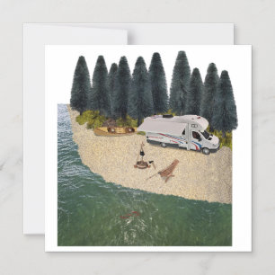 RV Camper in the Forest by the water Magnetic Invitation