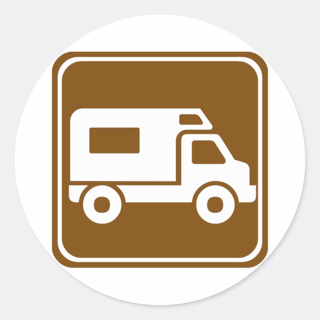 RV Campground Highway Sign Classic Round Sticker (Front)