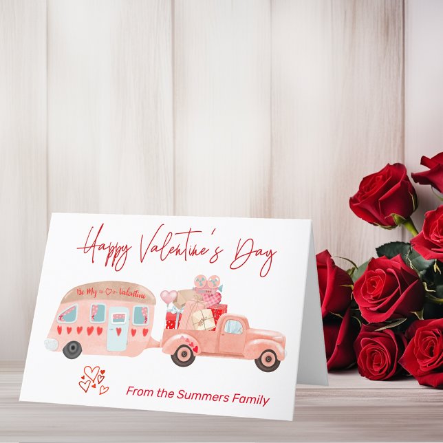 RV Camping Camper Happy Valentine's day Holiday Card (Creator Uploaded)