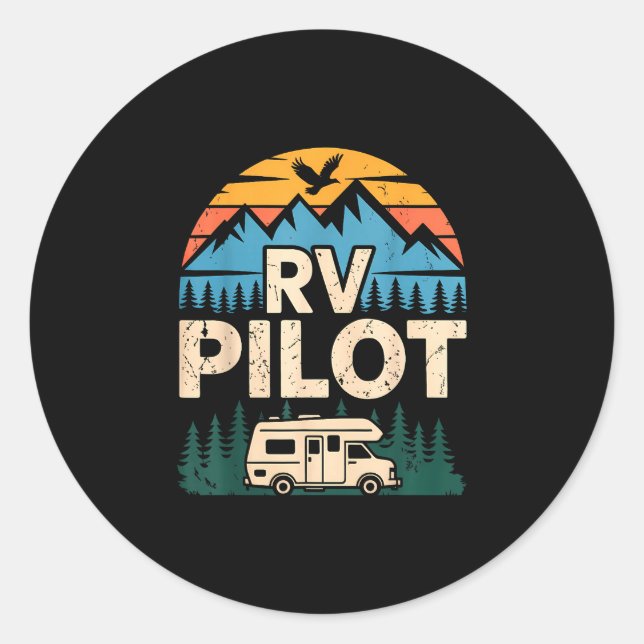 Rv camping camper road trip rv pilot adventure  classic round sticker (Front)