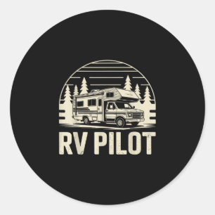 Rv camping camper rv pilot road trip adventure  classic round sticker