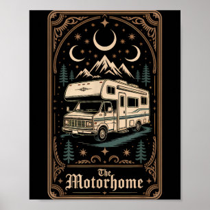 Rv camping camper the motorhome moon mountain  poster