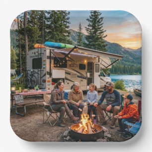 RV Camping Family Adventure Paper Plate