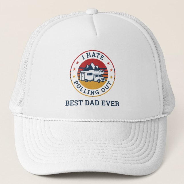 RV Camping Fathers Day Retro Custom Birthday Trucker Hat (Front)