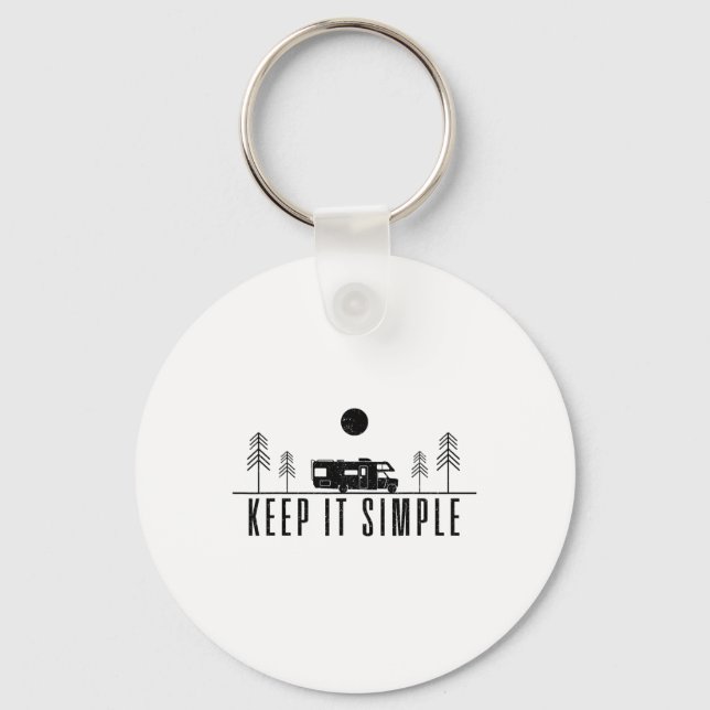 Rv Camping Keep It Simple Mountain Nature Road Tri Key Ring (Front)