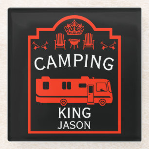 RV Camping King USA Glass Coaster