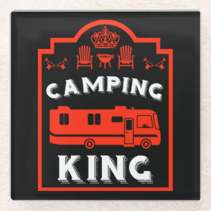 RV Camping King USA Glass Coaster