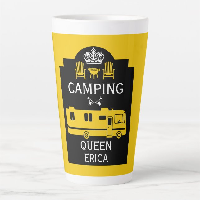 RV Camping Queen USA Latte Mug (Front)