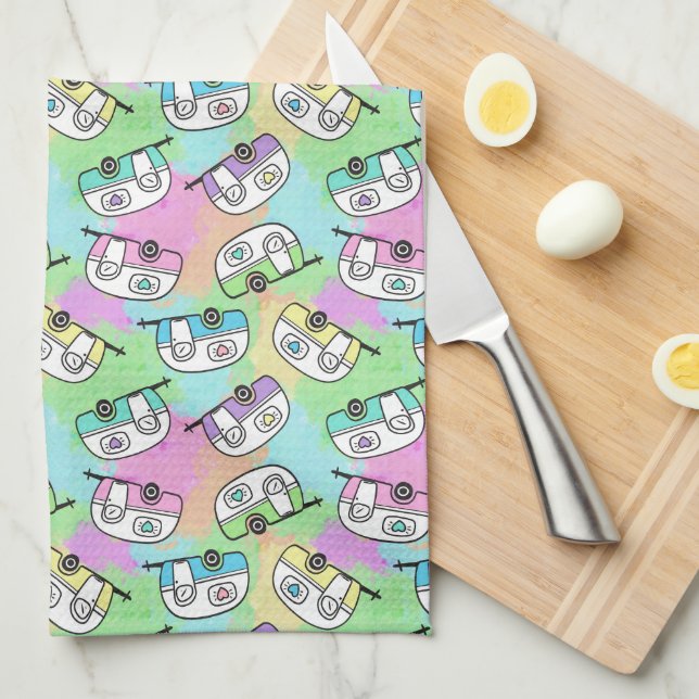 RV Camping Trailer Tea Towel (Quarter Fold)