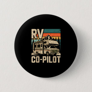 Rv co pilot rv camping camper sunset scenic  6 cm round badge