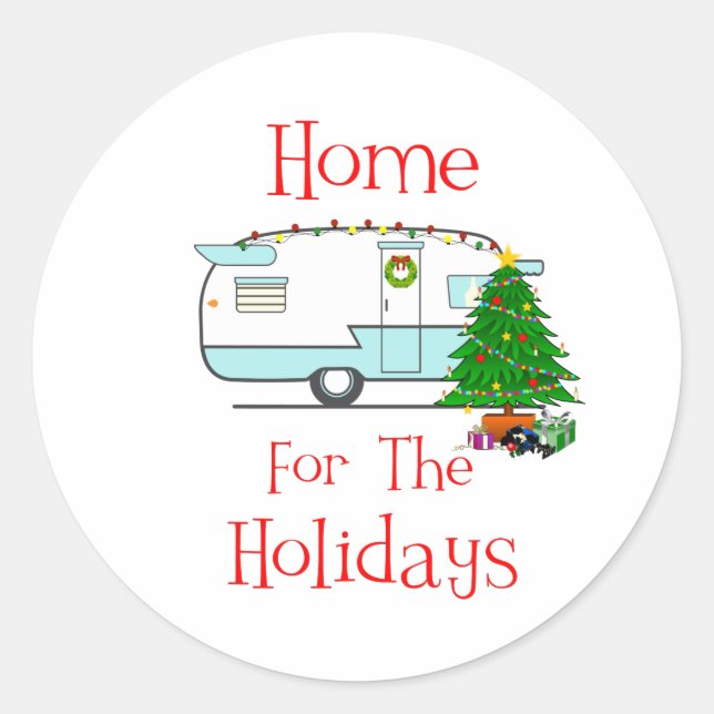 RV Home For The Holidays Classic Round Sticker (Front)