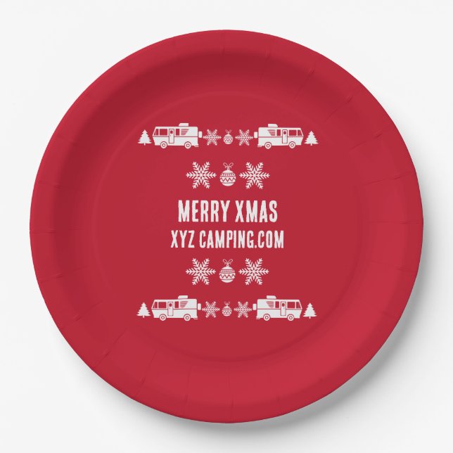 RV Motorhome Christmas Decor Paper Plate (Front)