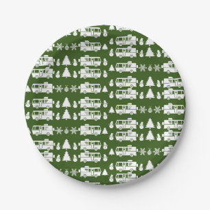 RV Motorhome Christmas Decor Paper Plate