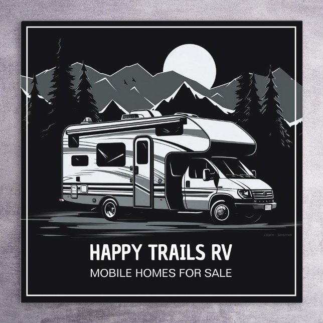 RV Motorhome Custom QR Square Business Card (RV Motorhome QR Square Business Cards)