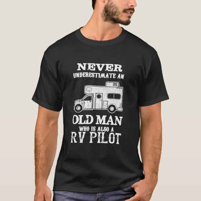 Rv Pilot Camper Caravan Camping Camp T-Shirt (Front)