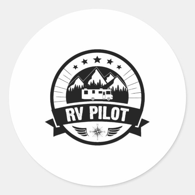 Rv Pilot Funny Motorhome Rv Travel For Men Women  Classic Round Sticker (Front)