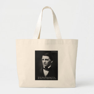 RW Emerson "Ready To Live" Wisdom Quote Gifts Large Tote Bag