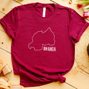 Rwanda Country Map Rwandan Nation Border Line Land T-Shirt