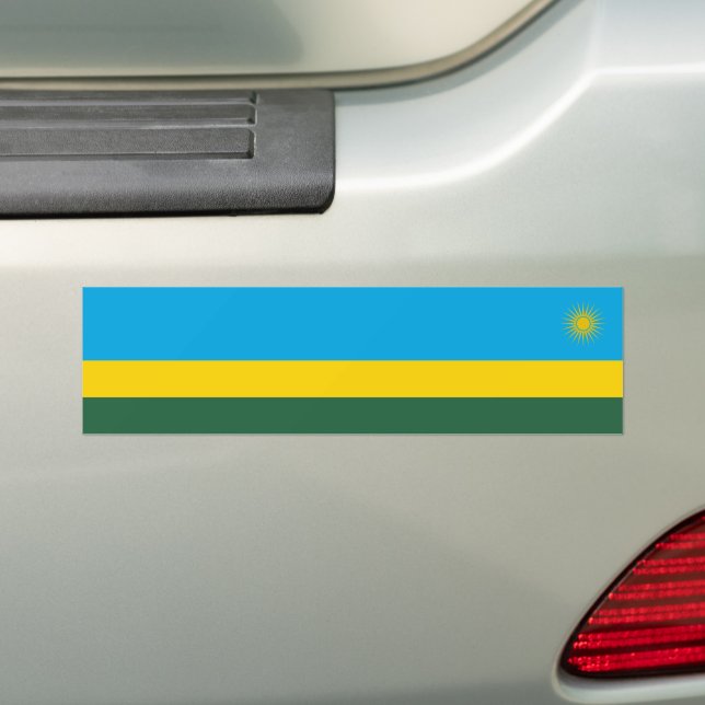 Rwanda Flag Bumper Sticker (On Car)