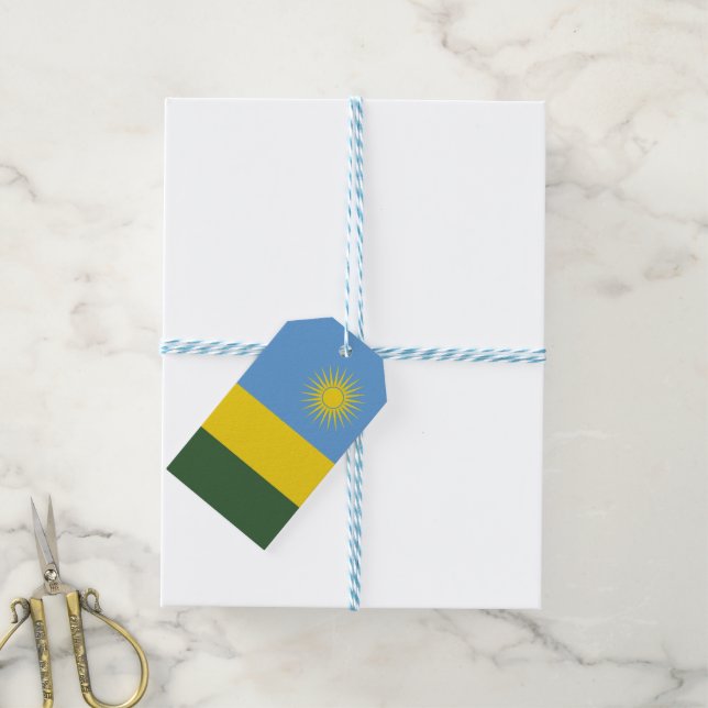 Rwanda flag gift tags (With Twine)
