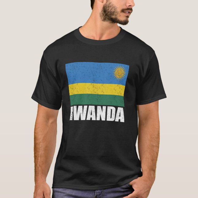 Rwanda Flag Grunge Vintage Souvenir Rwanda T-Shirt (Front)