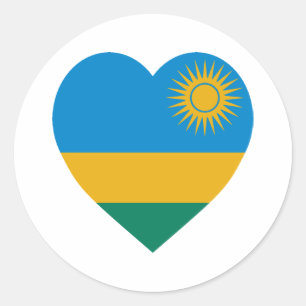 Rwanda Flag Heart Classic Round Sticker