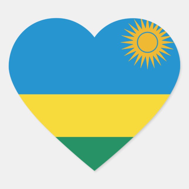 Rwanda Flag Heart Sticker (Front)