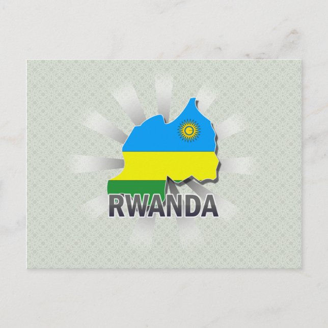 Rwanda Flag Map 2.0 Postcard (Front)