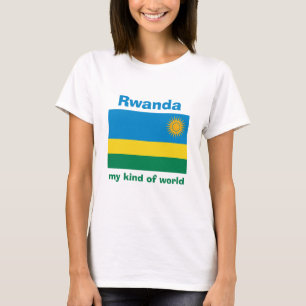 Rwanda Flag + Map + Text T-Shirt