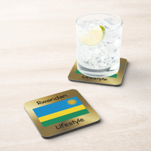 Rwanda Flag+Text Coaster