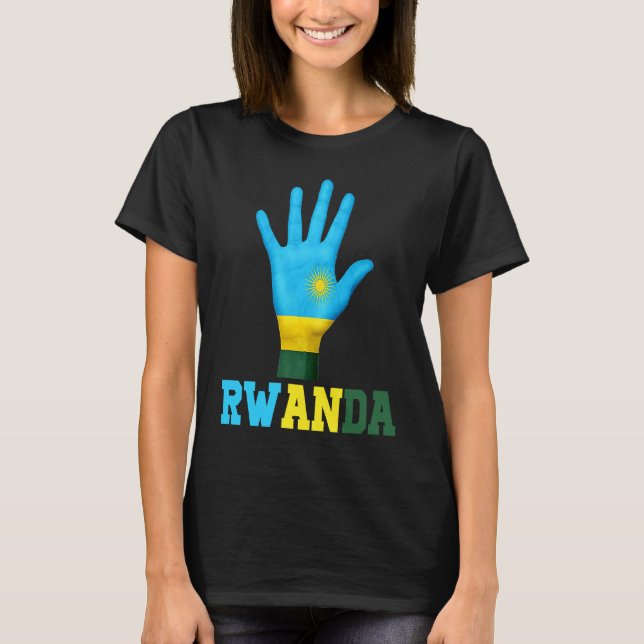 RWANDA Hand Up Flag  I Love RWANDA Travel T-Shirt (Front)