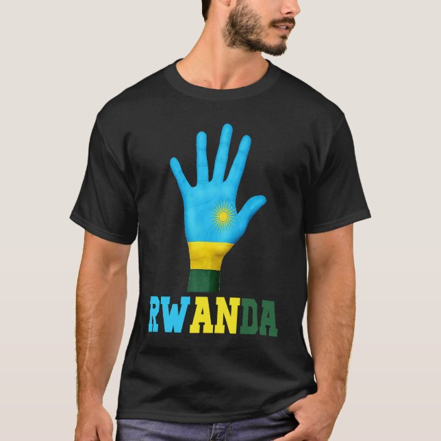 RWANDA Hand Up Flag  I Love RWANDA Travel T-Shirt (Front)