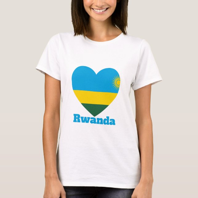 Rwanda Heart Flag T-Shirt (Front)