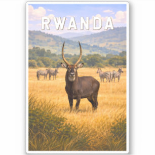 Rwanda Illustration Travel Art Vintage