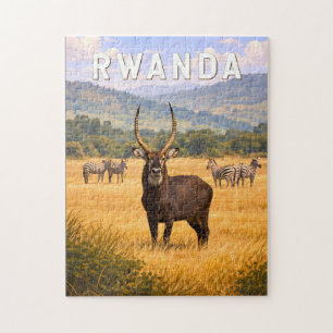 Rwanda Illustration Travel Art Vintage Jigsaw Puzzle