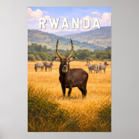 Rwanda Illustration Travel Art Vintage