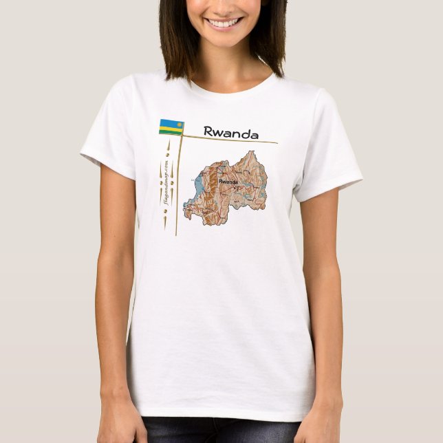 Rwanda Map + Flag + Title T-Shirt (Front)