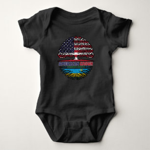 Rwanda Rwandan American USA Tree Roots Flag Baby Bodysuit