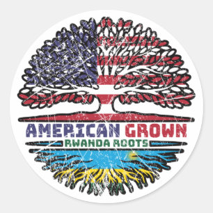 Rwanda Rwandan American USA Tree Roots Flag Classic Round Sticker