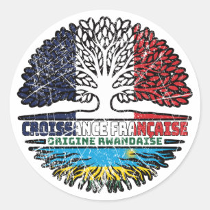 Rwanda Rwandan French France Tree Roots Flag Classic Round Sticker