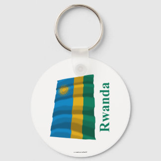 Rwanda Waving Flag with Name Key Ring