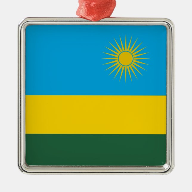 Rwandan Flag (Rwanda) (African Country) Metal Tree Decoration (Front)