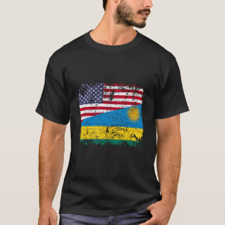Rwandan Roots Half American Flag Usa Rwanda Flag T-Shirt