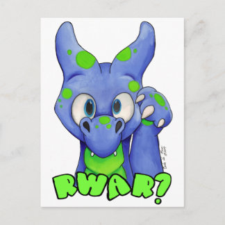 RWAR? (Blue) Cute baby dragon roaring Postcard