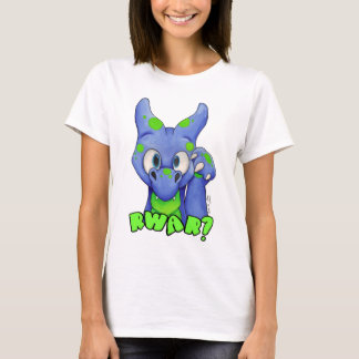 RWAR? (Blue) Cute baby dragon roaring T-Shirt