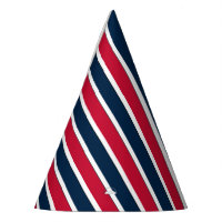 RWB Baseball Coord Stripes 1-PAPER PARTY HATS