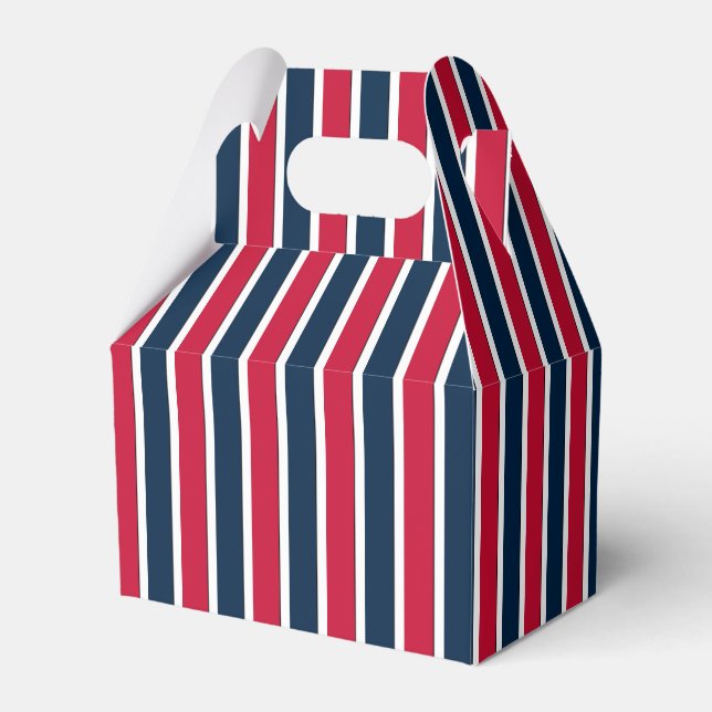 RWB,Baseball Coord Stripes 1-PARTY FAVOR BOX,gable Favour Box (Front Side)