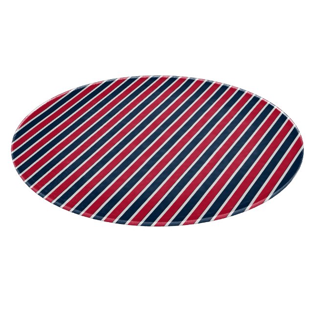 RWB Baseball Coord Stripes 1-ROUND CUTTING BOARD (Corner)