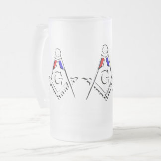 (RWB) Masonic Minds Frosted Glass Beer Mug