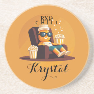Rx & Chill Funny Pharmacy Tech Names Coaster